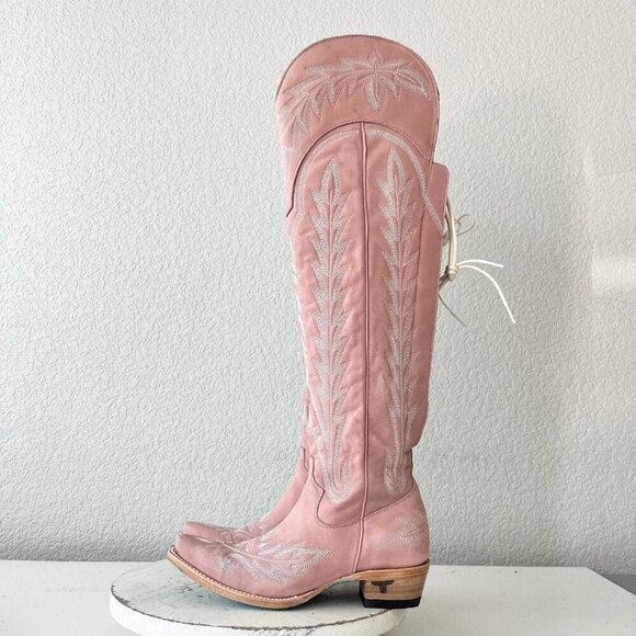 Lane LEXINGTON Over the Knee Womens Cowboy Boots 6 Pink Western Cowgirl Lace up - Picture 5 of 15